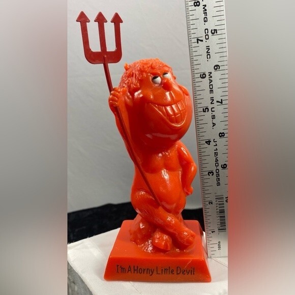 Vintage Rare R&W Berries I’m A Horn% Little Devil Hot Orange Resin Statue 1971 - Picture 5 of 8